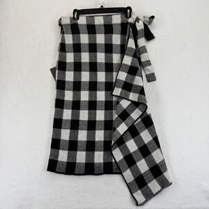 Pomander Place Black White Gingham Knit Wrap‎ Skirt Women's Size M
